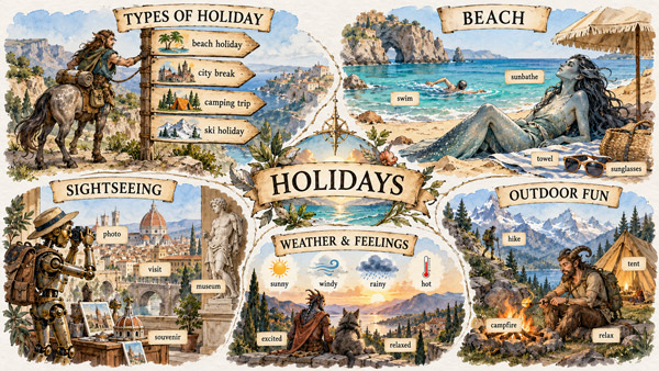 Illustration showing different types of holidays