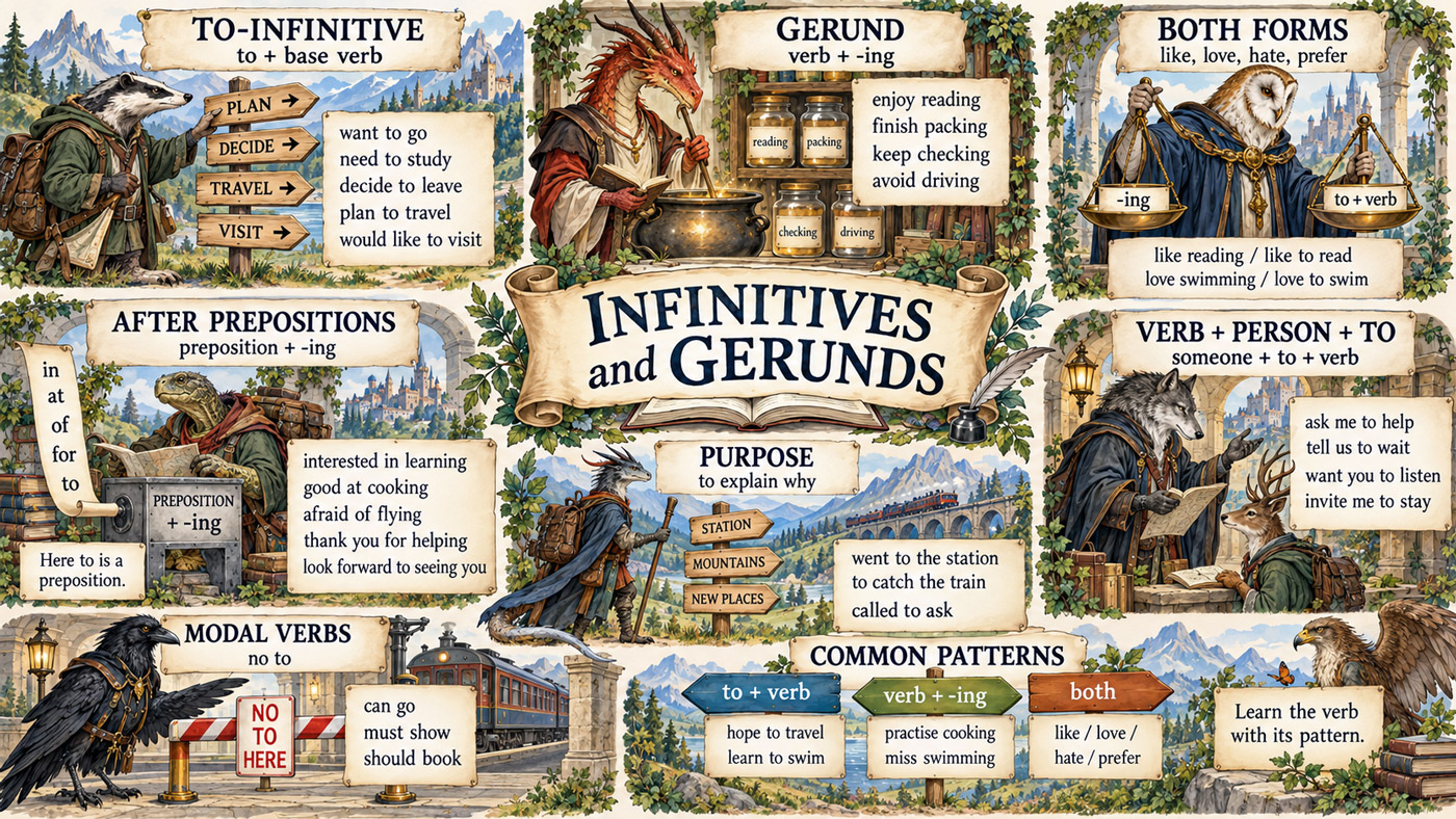 Illustration of infinitives and gerunds