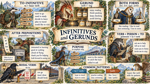 Illustration of infinitives and gerunds