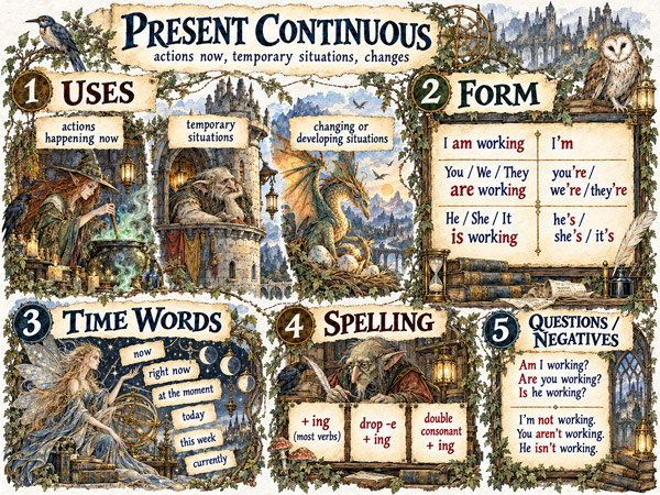 Present continuous illustration