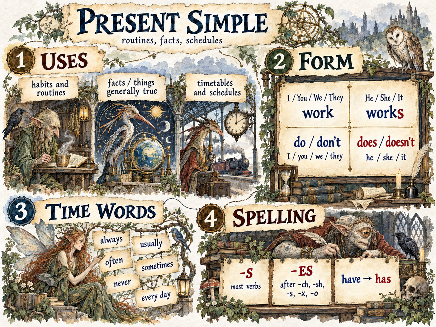 Present simple illustration