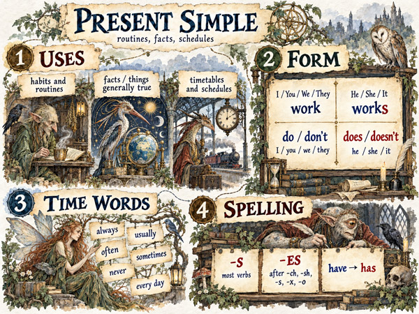 Present simple illustration