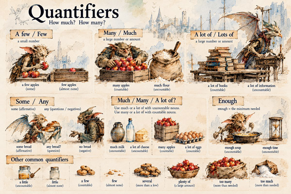 An illustration of quantities and containers