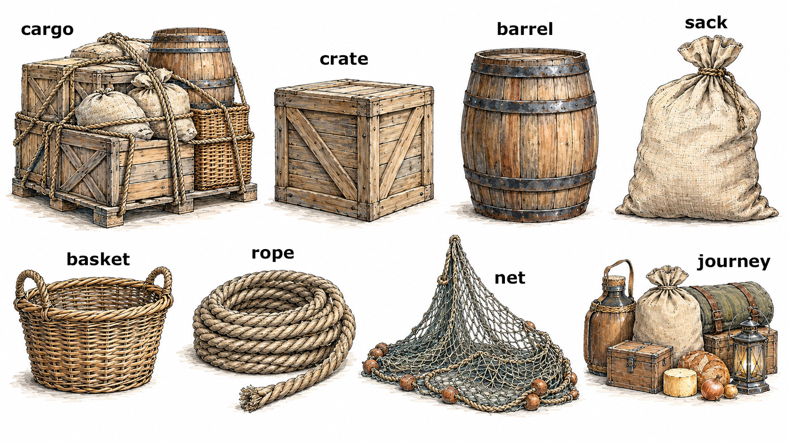 Goods and objects in the harbour