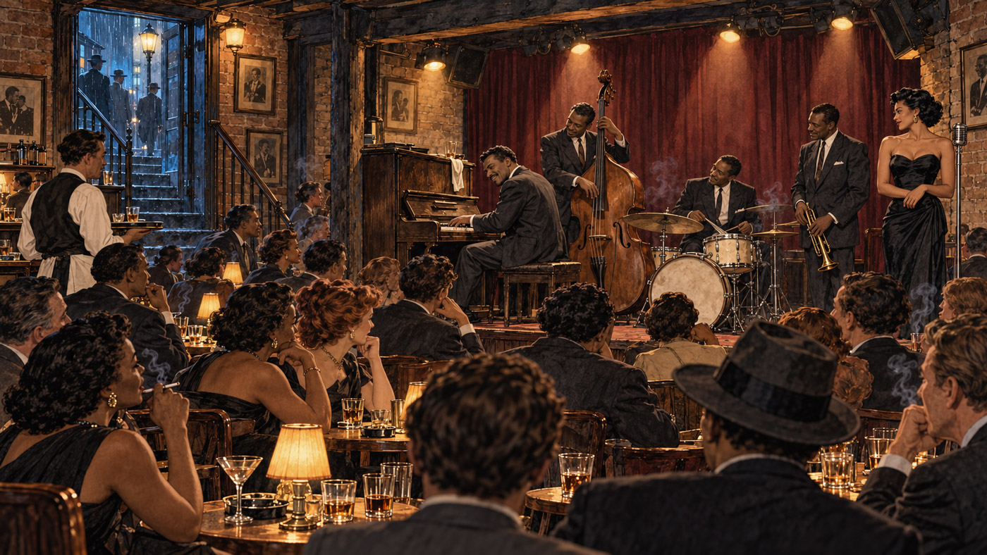 A jazz band improvising together on stage