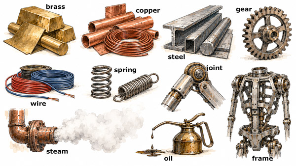 Materials and parts used to build robots